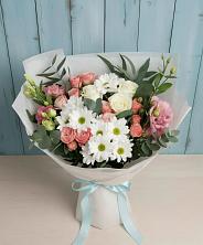 Букет цветов из:  Розы, Лизиантусы и Хризантемы в Беляную Гору