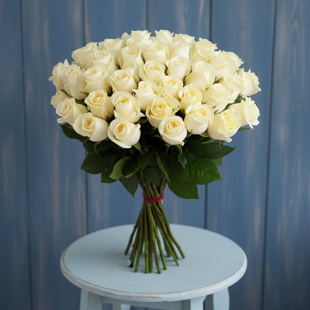 Букет 51 Белая роза Эдлесс Лав в Беляную Гору