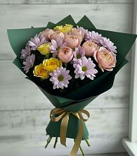 Букет цветов из:  Хризантемы и Розы в Беляную Гору