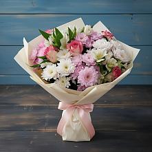 Букет цветов из:  Хризантемы, Альстромерии и Розы #REPLACE_PRED# Беляную Гору