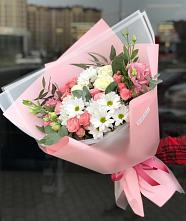 Букет цветов из:  Розы, Лизиантусы и Хризантемы в Беляную Гору