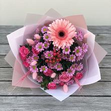 Букет цветов из:  Розы, Герберы и Хризантемы в Беляную Гору