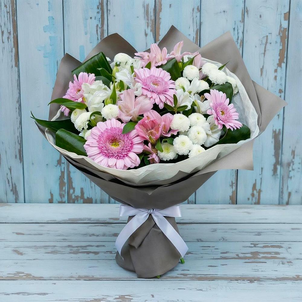 Букет цветов из: Герберы, Альстромерии и Хризантемы в Беляную Гору