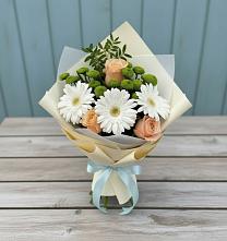 Букет цветов из:  Герберы, Розы и Хризантемы в Беляную Гору