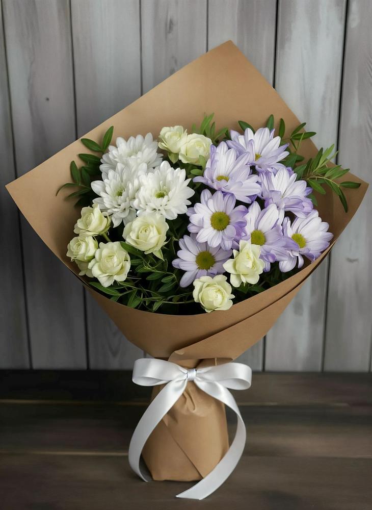 Букет цветов из: Хризантемы и Розы в Беляную Гору